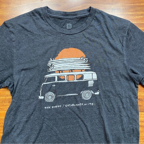Sun Diego Dark Gray Retro Van Crew Neck Short Sleeve T-Shirt Size Small - Picture 3 of 10